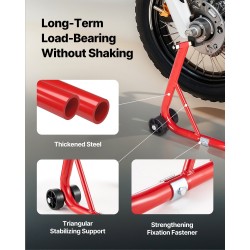 Moottoripyörän takapyöräteline teräs 850 paunan kantavuus kompaktit mitat punainen