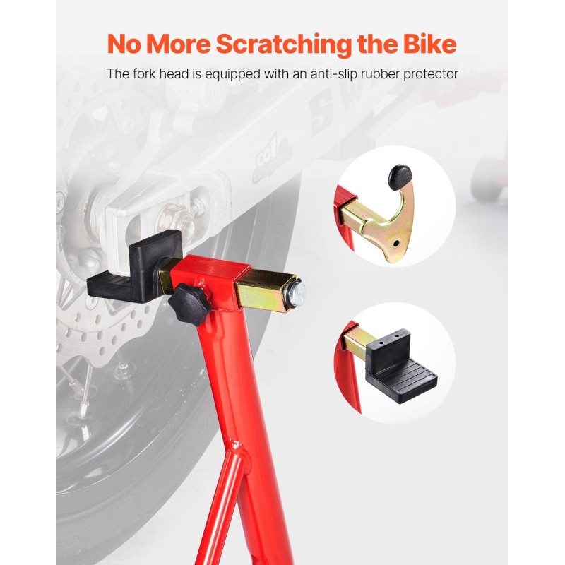 Moottoripyörän takapyöräteline teräs 850 paunan kantavuus kompaktit mitat punainen