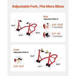 Moottoripyörän etu- ja takatelineyhdistelmä 850 paunan kantavuus sinkkiseospinnoitetut haarukat
