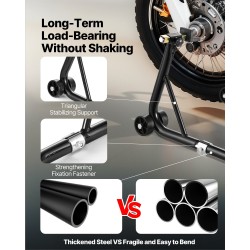 Moottoripyörän etu- ja takateline teräsrunkoinen 3-pisteisellä jalustalla useimmille urheilumoottoripyörille