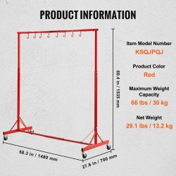Maalausteline teräsrunkoinen säädettävä 1,52–2,13 metriä 30 kilogramman kantavuus 8 koukkua auton osille