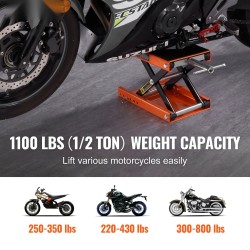 Moottoripyörän saksinostin teräsrunko 500 kilogramman kantavuus leveä liukumaton yläpöytä