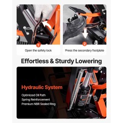 Hydraulinen moottoripyöränostin 0,7 tonnia 120–385 millimetriä nostokorkeus 360 asteen pyörillä