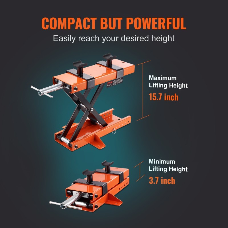 Saksinostin moottoripyörille ja ATV-ajoneuvoille 0,5 tonnia 95–400 mm irrotettava kampikahva