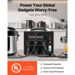 Jännitemuunnin 5000VA kaksisuuntainen 110V 220V metallikotelo 3 amerikkalaista 3 Schuko USB Type-C