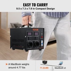 Jännitemuuntaja 500VA kaksisuuntainen 110V 220V 2 amerikkalaista ja 2 eurooppalaista pistorasiaa