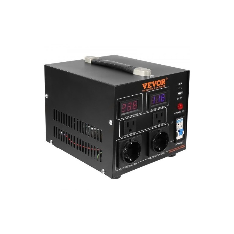 Jännitemuuntaja 500VA kaksisuuntainen 110V 220V 2 amerikkalaista ja 2 eurooppalaista pistorasiaa