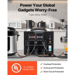 Jännitemuunnin 3000W kaksisuuntainen 110V ja 220V metallikotelo 8 pistorasiaa USB- ja Type-C-liitännät