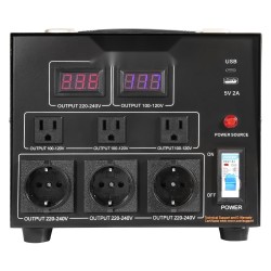 Jännitemuunnin 3000W kaksisuuntainen 110V ja 220V metallikotelo 8 pistorasiaa USB- ja Type-C-liitännät