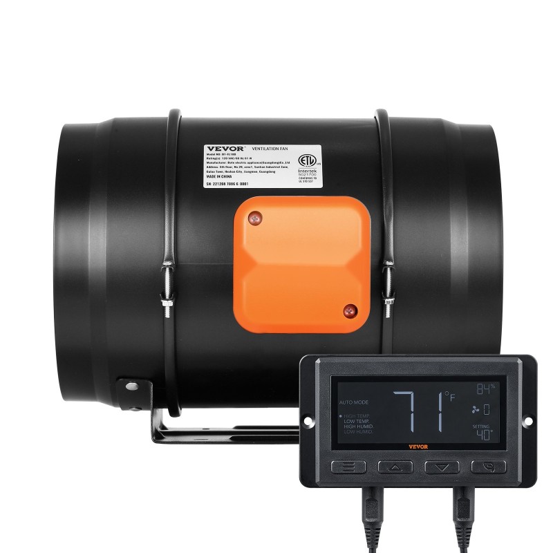 Kanavapuhallin 203 mm EC-moottorilla lämpötila- ja kosteussäätimellä hiljainen kasviteltoille