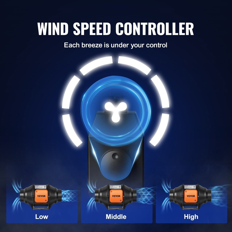 Kanavapuhallin 102 mm kuparimoottori säädettävä nopeus hiljainen