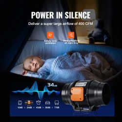 Kanavapuhallin kuparimoottori koko 306x255x212 mm säädettävä nopeus