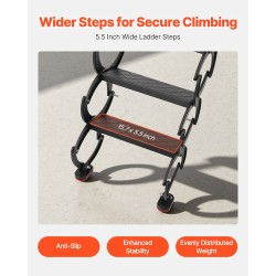 Seinään asennettava terästaittotikas 12 askelmaa käsijohteilla 2,9–3,05 m 299,4 kg