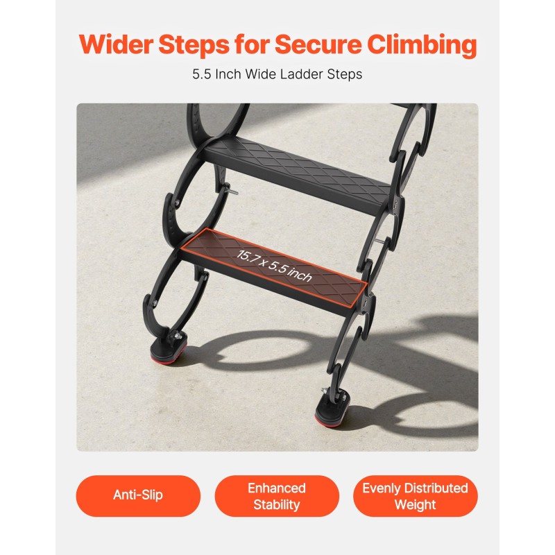 Seinään asennettava terästaittotikas 12 askelmaa käsijohteilla 2,9–3,05 m 299,4 kg