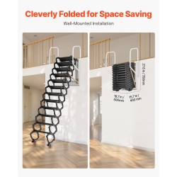 Seinään asennettava terästaittotikas 12 askelmaa käsijohteilla 2,9–3,05 m 299,4 kg