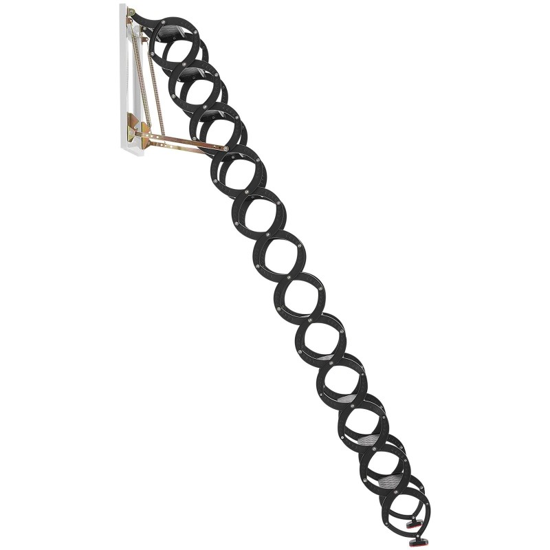 Seinään asennettava terästaittotikas 12 askelmaa käsijohteilla 2,9–3,05 m 299,4 kg