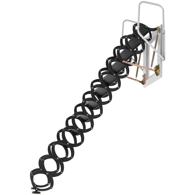 Seinään asennettava terästaittotikas 12 askelmaa käsijohteilla 2,9–3,05 m 299,4 kg