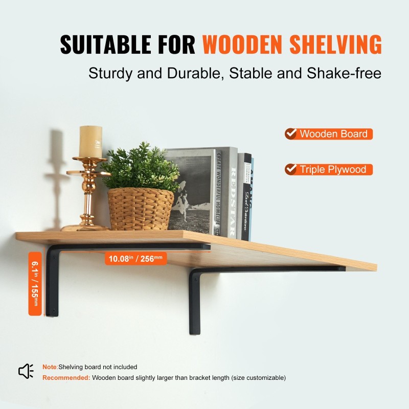 Hyllynkannattimet 4 kpl hiiliteräs 5 mm mattamusta kantavuus 72,6 kg