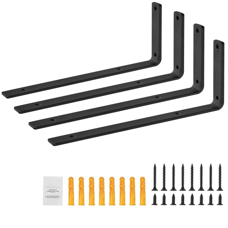 Hyllynkannattimet 4 kpl hiiliteräs 5 mm mattamusta kantavuus 72,6 kg