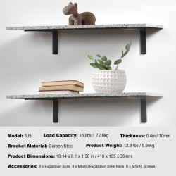 Valurautaiset hyllynkannattimet 410 mm 4 kpl 72,6 kg mattamusta