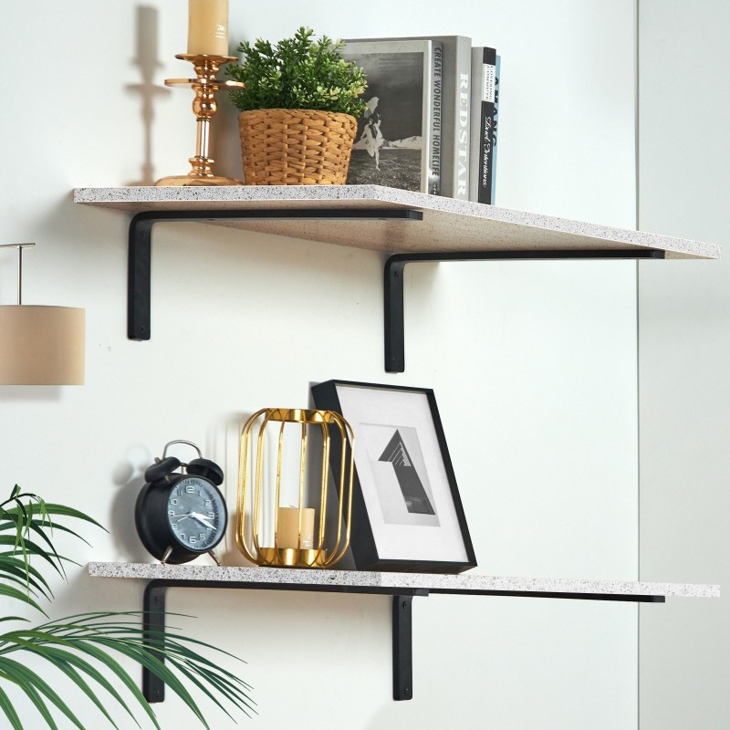 Valurautaiset hyllynkannattimet 410 mm 4 kpl 72,6 kg mattamusta