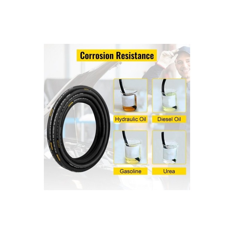 Hydrauliletku synteettisestä kumista 1/4 tuumaa 15,2 m 5800 PSI 2 teräslankapunosta hydrauliikkakäyttöön