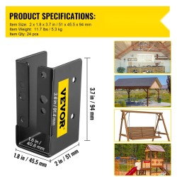 Palkkikengät Q235-teräs 2x4 24 kpl piilolaippa pulverimaalattu musta