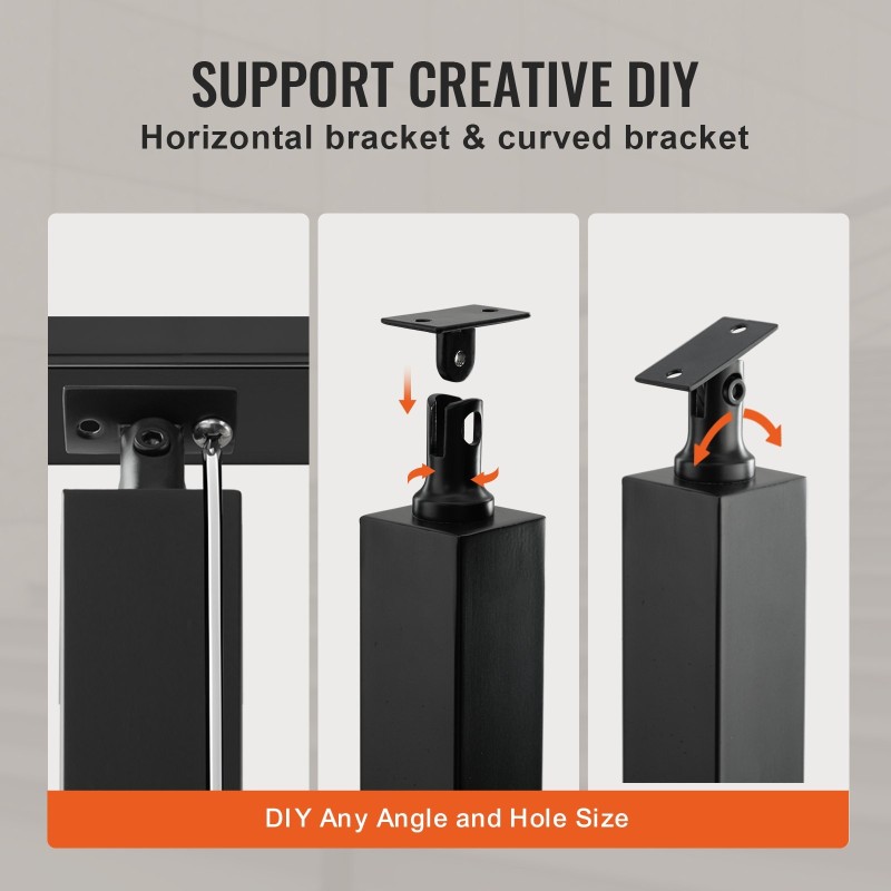 Reiätön kaidepylväs esiporattu jalusta SUS304 ruostumaton teräs 106,7 cm musta