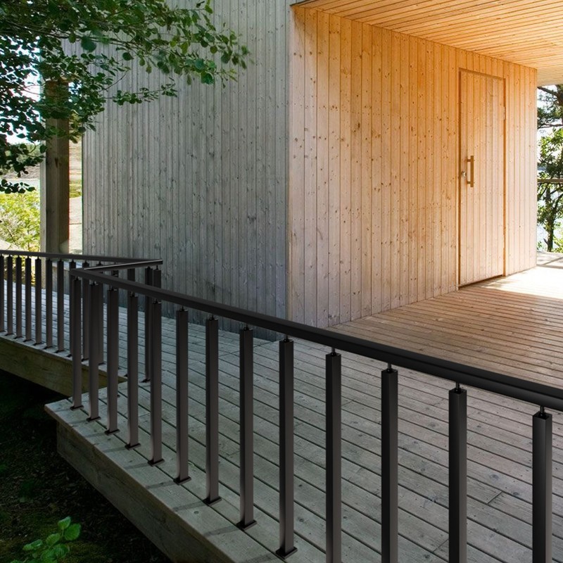 Reiätön kaidepylväs esiporattu jalusta SUS304 ruostumaton teräs 106,7 cm musta