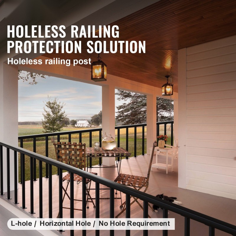 Kaapelikaidantolppa 36 tuuman 1,5×1,5 tuumaa ruostumaton teräs musta reiätön