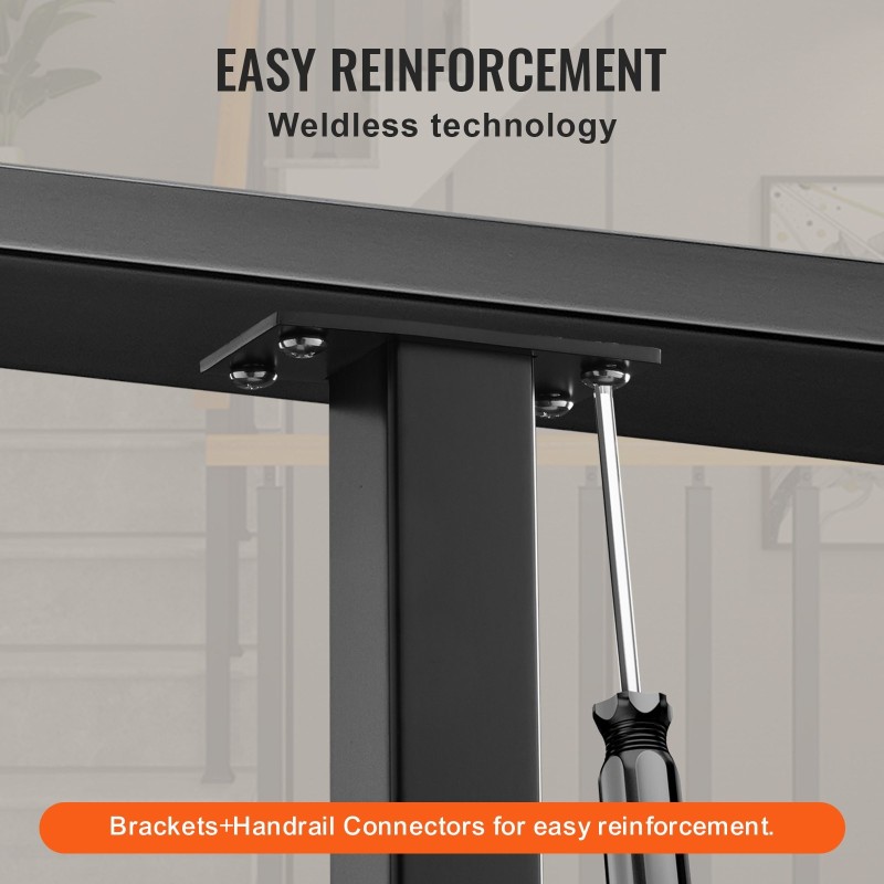 Kaapelikaidantolppa 36 tuuman 1,5×1,5 tuumaa ruostumaton teräs musta reiätön