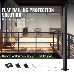 Vaijerikaidetolppa 42 tuumaa ruostumaton teräs 1x2 12 reikää musta