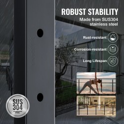 Vaijerikaidetolppa 42 tuumaa ruostumaton teräs 1x2 12 reikää musta