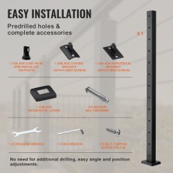 Vaijerikaidetolppa 42 tuumaa ruostumaton teräs 1x2 12 reikää musta