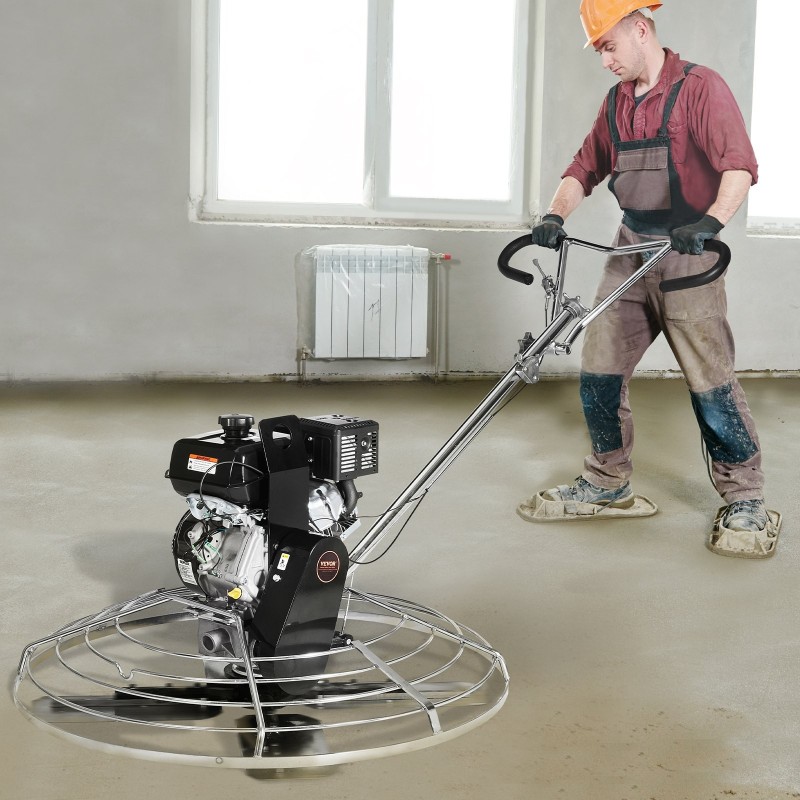 Betonin tasoituskone 46-tuumaisella kellutuslautasella 14 hv bensiinimoottorilla teräsrunkoinen