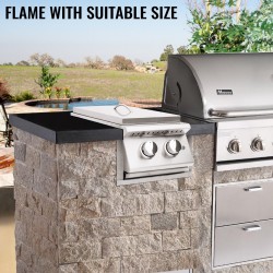 Ulkogrillin viimeistelykehys ruostumatonta terästä 309 x 457 mm aukolla kaksipuoliselle sivupolttimelle