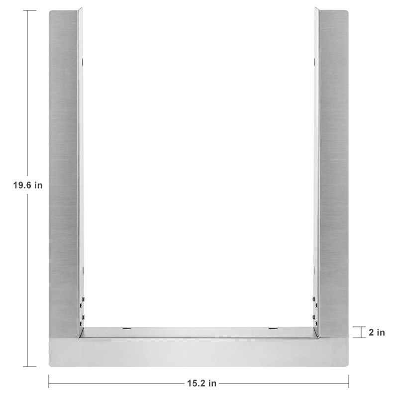 Ulkogrillin viimeistelykehys ruostumatonta terästä 309 x 457 mm aukolla kaksipuoliselle sivupolttimelle