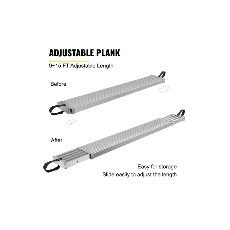 Alumiininen teleskooppitaso 2,62–4,415 m 200 kg 325 mm leveä