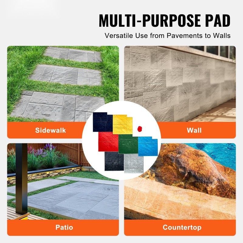 Betonileimasinmatto polyuretaani 618 mm 7 kappaleen setti liuskekivitekstuurilla betonipinnoille