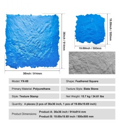 Betonin leimausmatot polyuretaani liuskekivi 900x900 mm ja 500x500 mm 4 kpl