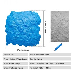 Betonin polyuretaaninen kuviomatto 18 x 18 tuumaa liuskekivi sininen höyhenreunainen