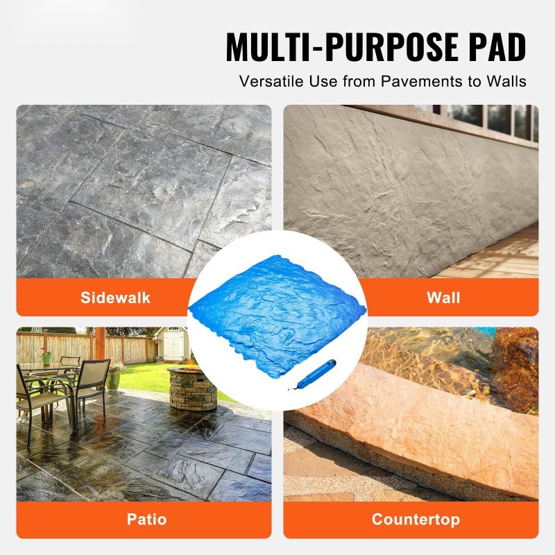 Betonin kuviointimatto polyuretaani 600 x 600 mm 1 kpl liuskekivi saumaton