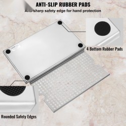 Tippakaukalo 304-ruostumattomasta teräksestä 300 x 177 mm irrotettavalla kannella 4 liukuestekumityynyä