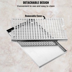 Tippakaukalo 304-ruostumattomasta teräksestä 300 x 177 mm irrotettavalla kannella 4 liukuestekumityynyä