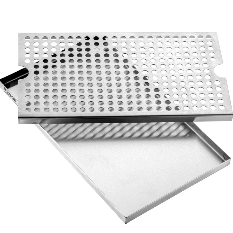Tippakaukalo 304-ruostumattomasta teräksestä 300 x 177 mm irrotettavalla kannella 4 liukuestekumityynyä