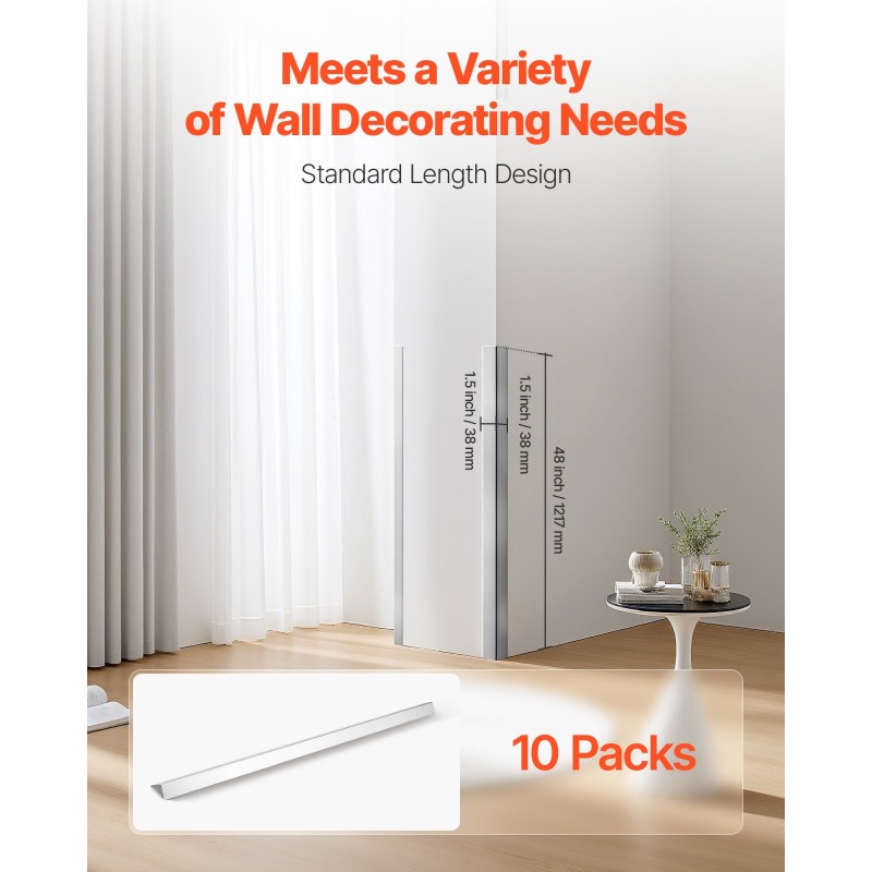 Seinän kulmasuojat 304-ruostumatonta terästä 38x38x1217 mm 10 kpl 90 asteen kulma