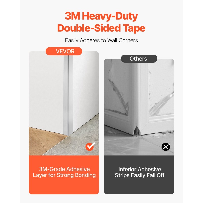 Seinän kulmasuoja 304-ruostumatonta terästä 38x38x2436mm 10 kpl 3M-teipillä