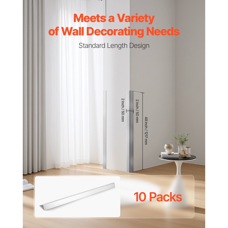 Seinän kulmasuojat 304-ruostumatonta terästä 50 x 50 x 1217 mm 10 kpl