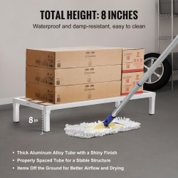 Alumiininen lattiatason säilytysteline 48 tuumaa leveä 20 tuumaa syvä 817 kiloa kantava