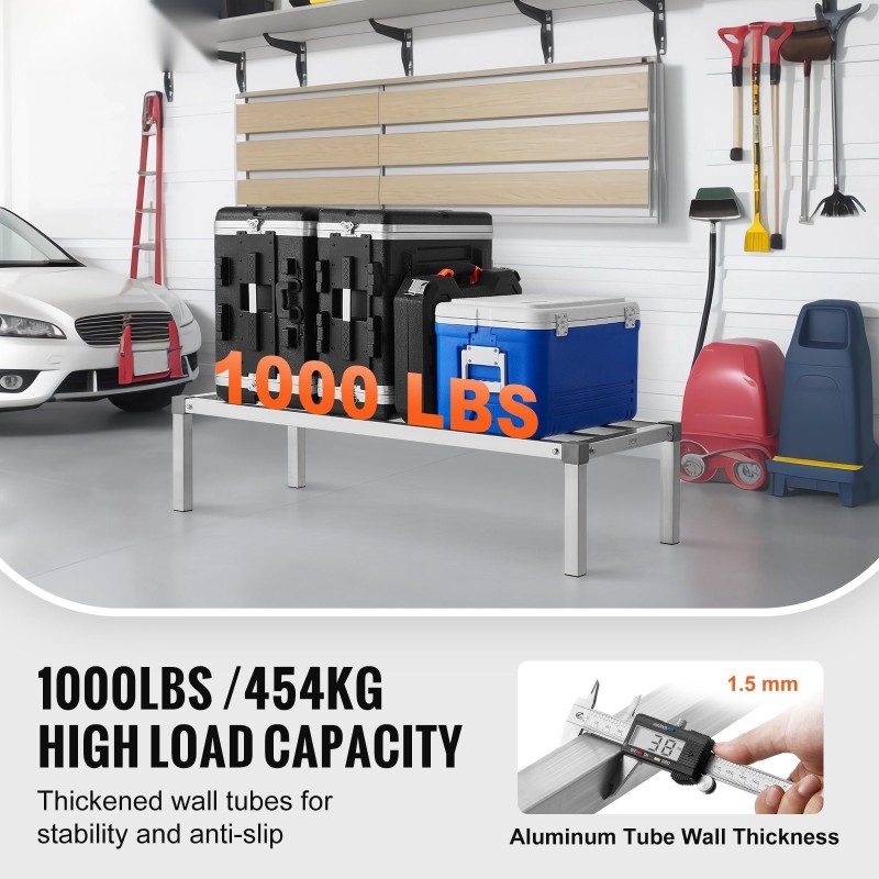 Alumiininen varastotaso 1219×508×305 mm 454 kg kantavuus